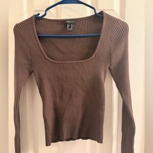 Forever 21 Chocolate Ribbed Crop Top Womens size medium